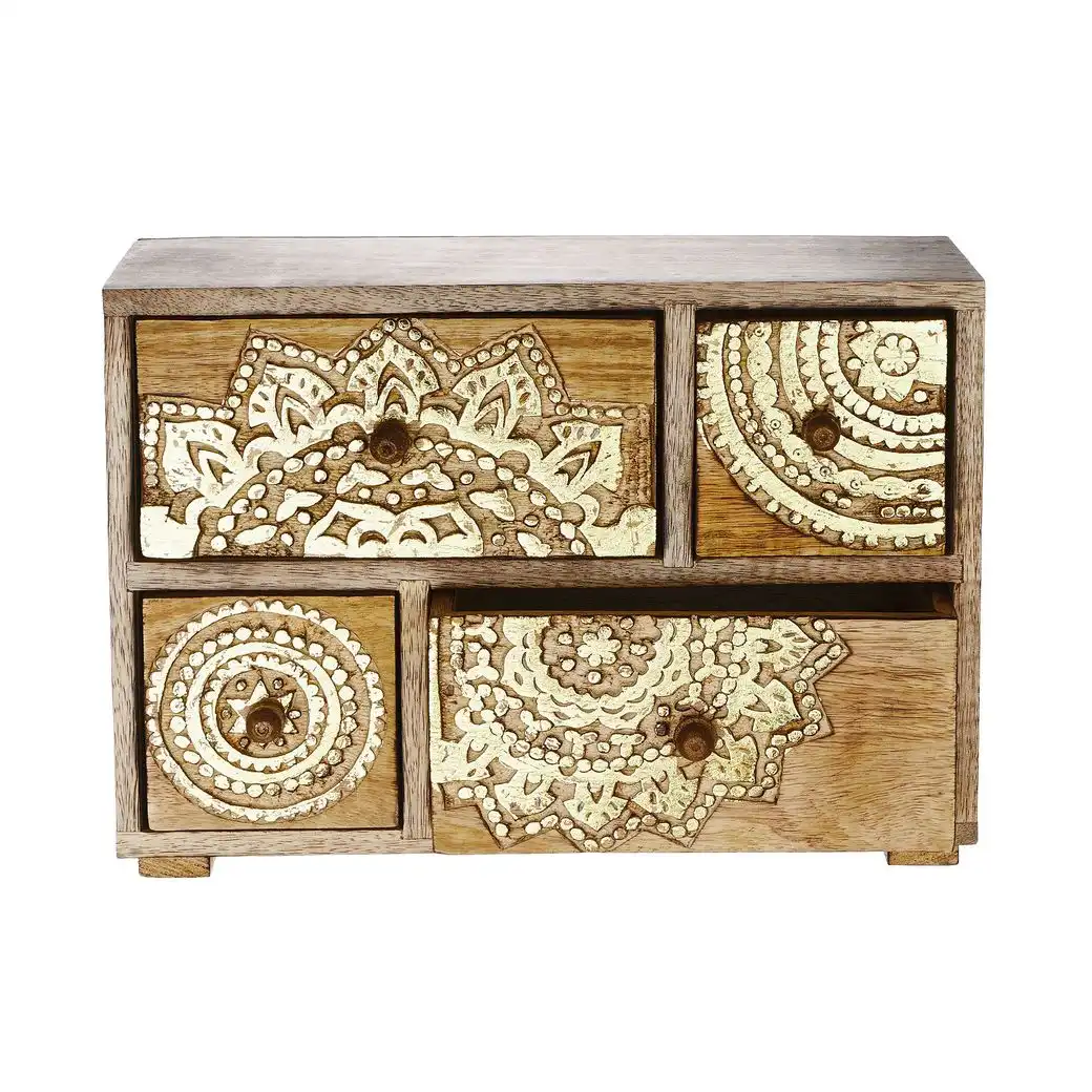 BALI deco cabinet mangowood h22cm, gold - Image 4