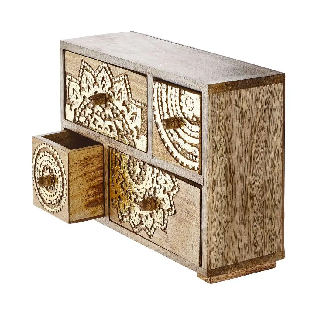 BALI deco cabinet mangowood h22cm, gold - Image 6