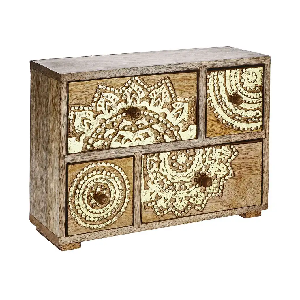BALI deco cabinet mangowood h22cm, gold